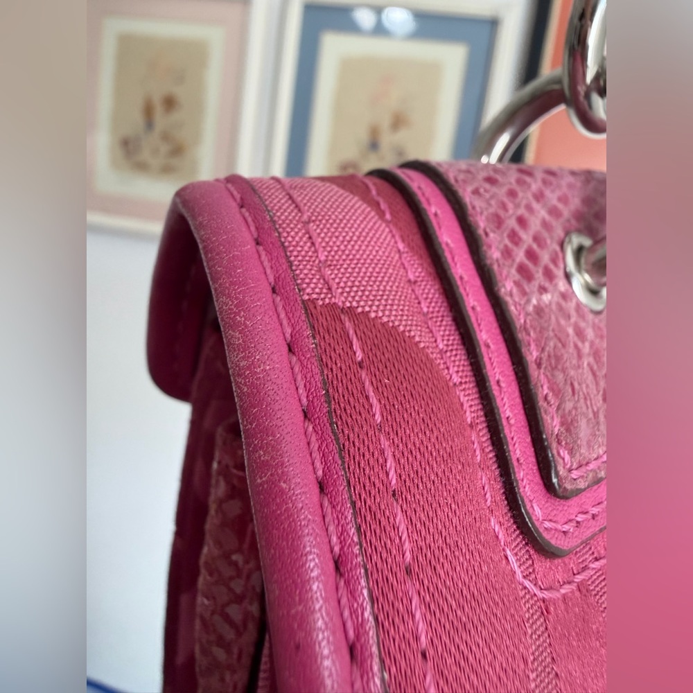 Y2K Coach Peyton Signature Pink Flap Shoulder Bag 14504 - Picture 10 of 16